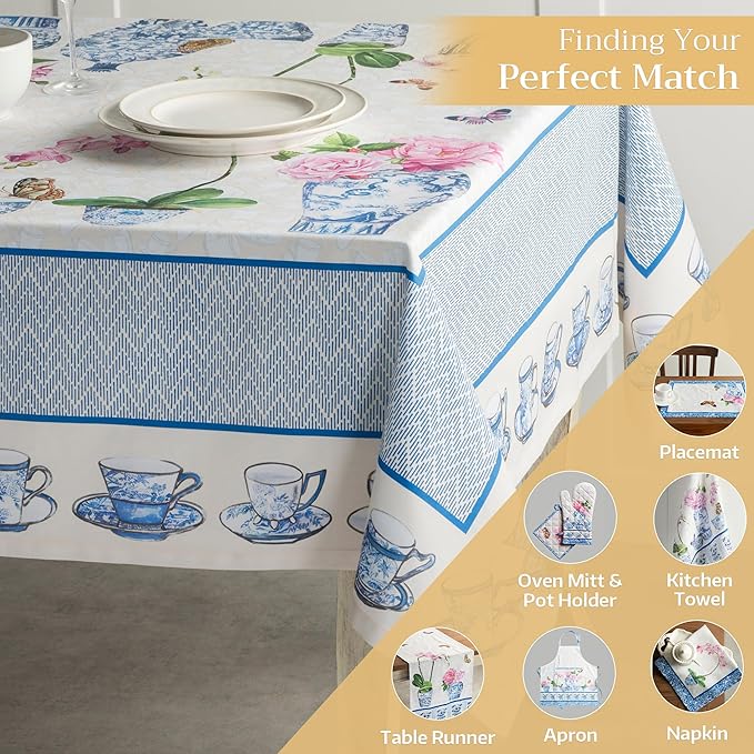 Maison d' Hermine Table Cloth Square Table 100% Cotton 54 x 54 Inches Tablecloth Reusable Decorative Everyday Use for Dining Room, Farmhouse, Home, Party, Festive & Wedding Spring Summer - Canton