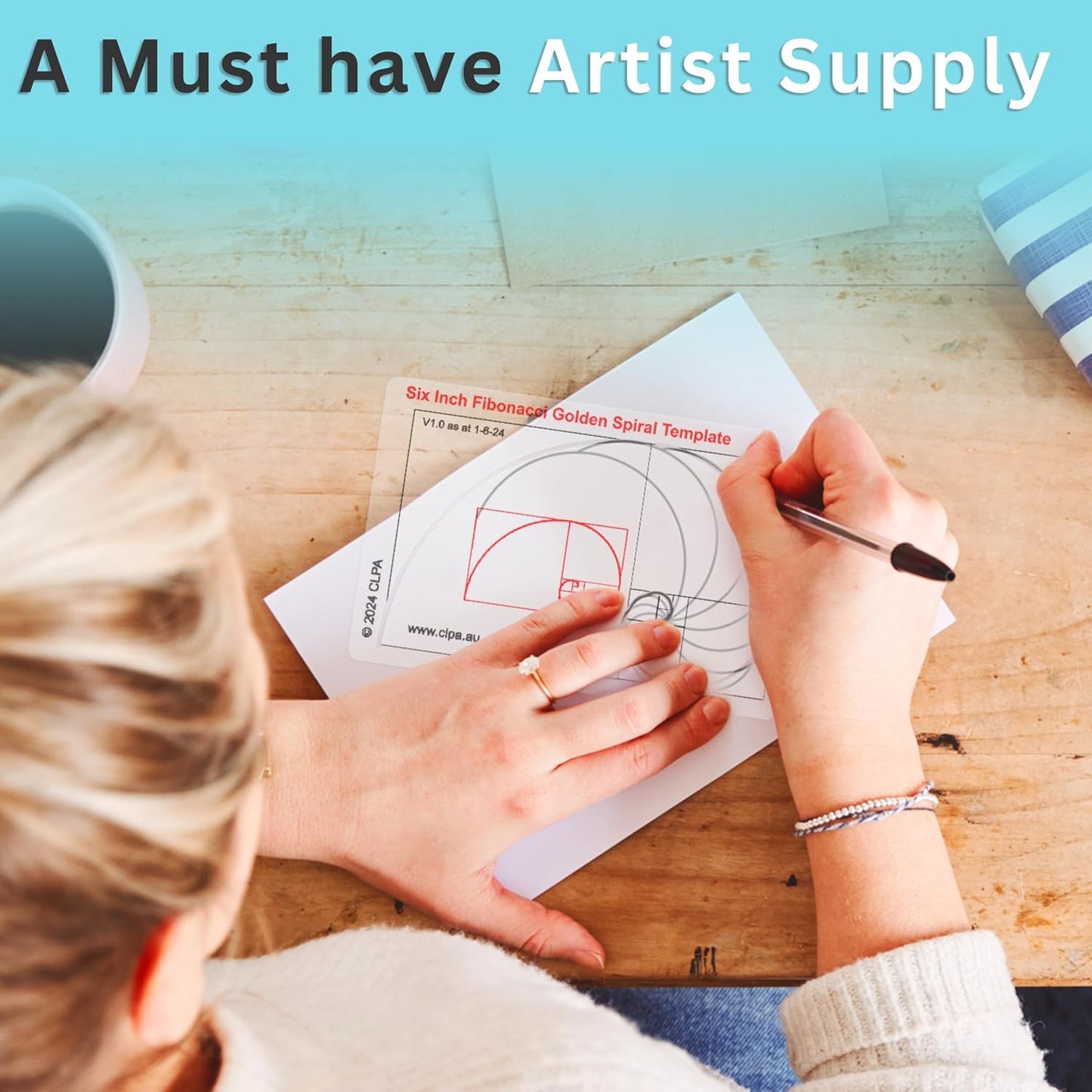 Fibonacci Spiral Stencil Template for Drawing and Drafting: A Fibonacci Spiral Drawing Tool for Artists Allows The Simple Application of The Golden or Divine Ratio for Artistic Design