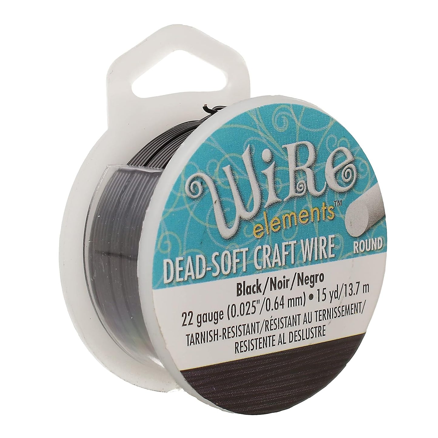 The Beadsmith Wire Elements Craft Wire – Tarnish Resistant, Soft Temper, Round, Black Color – 0.64mm, 22 Gauge, 15 Yard Spool – Jewelry Making, Wire Wrapping, Floral, & Other DIY Crafts