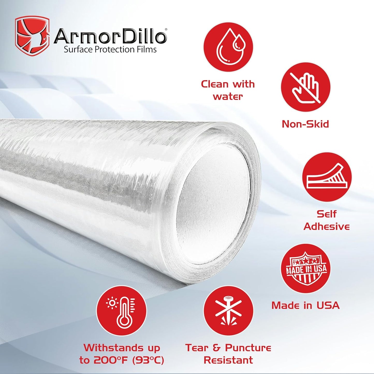 ArmorDillo Clear Full 3mil Self- Adhesive Paint Booth Protective Film Wall Masking Film Self-Adhesive, Easy-Start, 36" x 200 ft. Washable, Asteroid-Proof...Probably