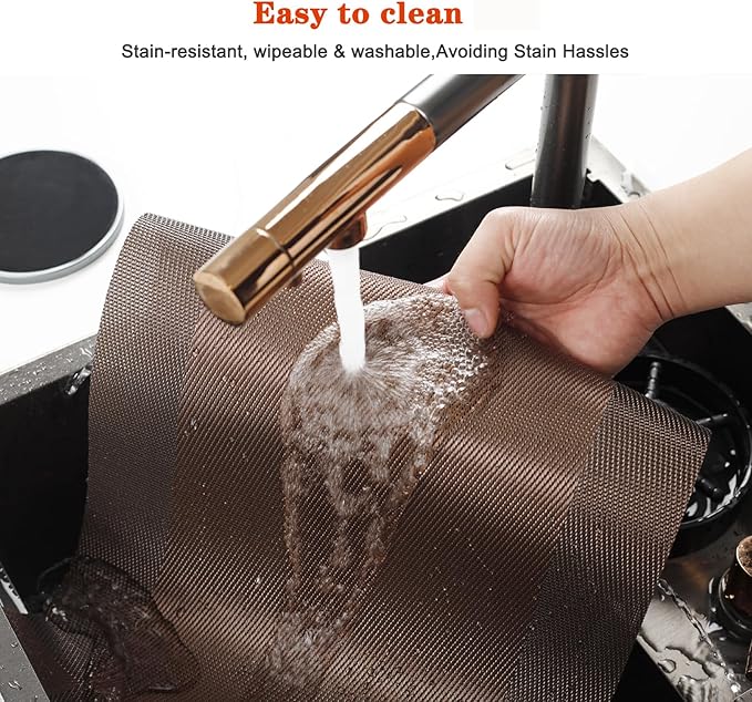 Placemats Set of 8,Washable,Heat and Stain Resistant Indoor/Outdoor Place mats,Vinyl Woven Non Slip Table Mats for Restaurant Table Protection,PVC Placemats(Brown,8PCS)