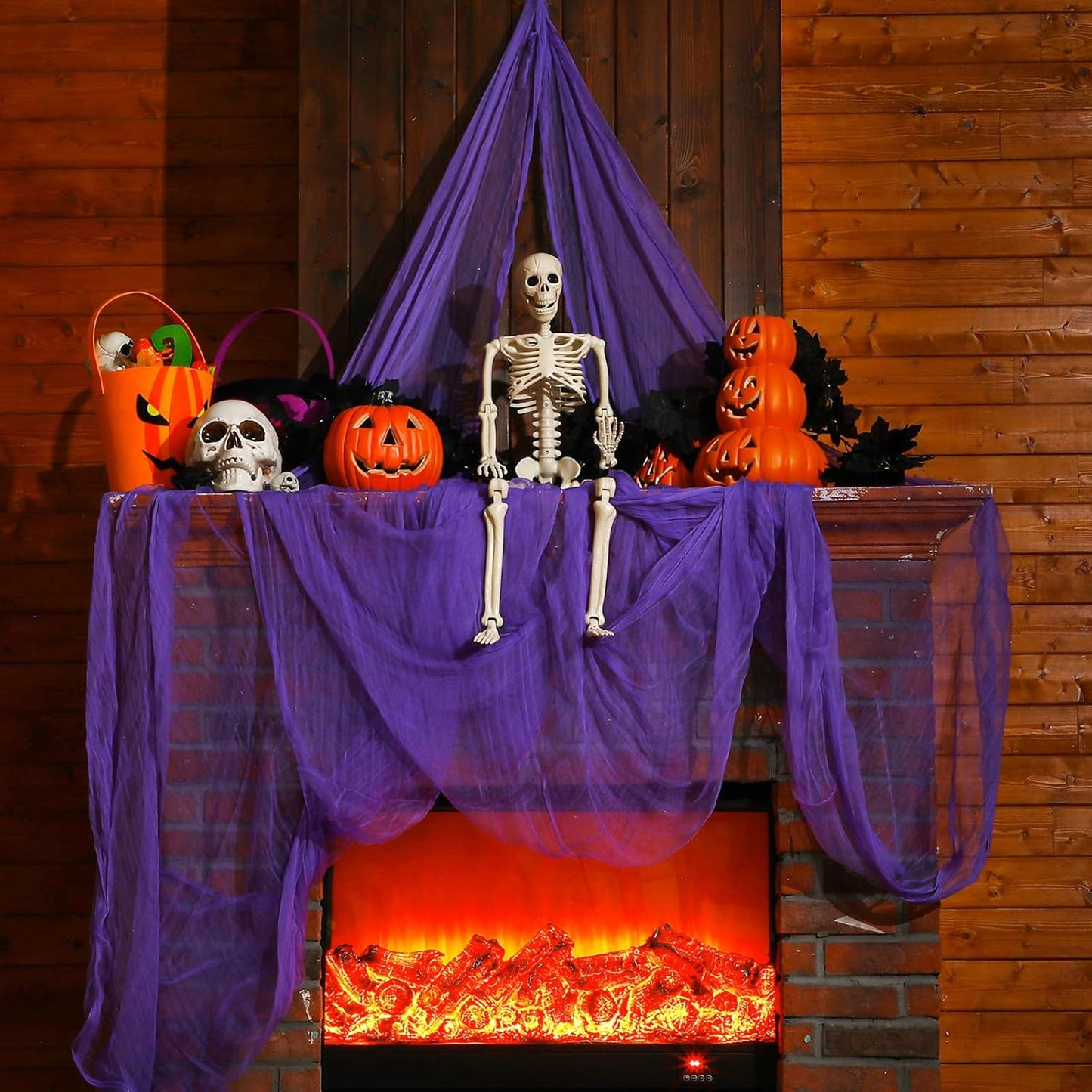 Boao Halloween Cheese Cloth 85 x 394 Inch Purple Cheesecloth Roll for Crafts Large Cotton Muslin Gauze Fabric for Halloween Outdoor & Indoor Spooky Decoration