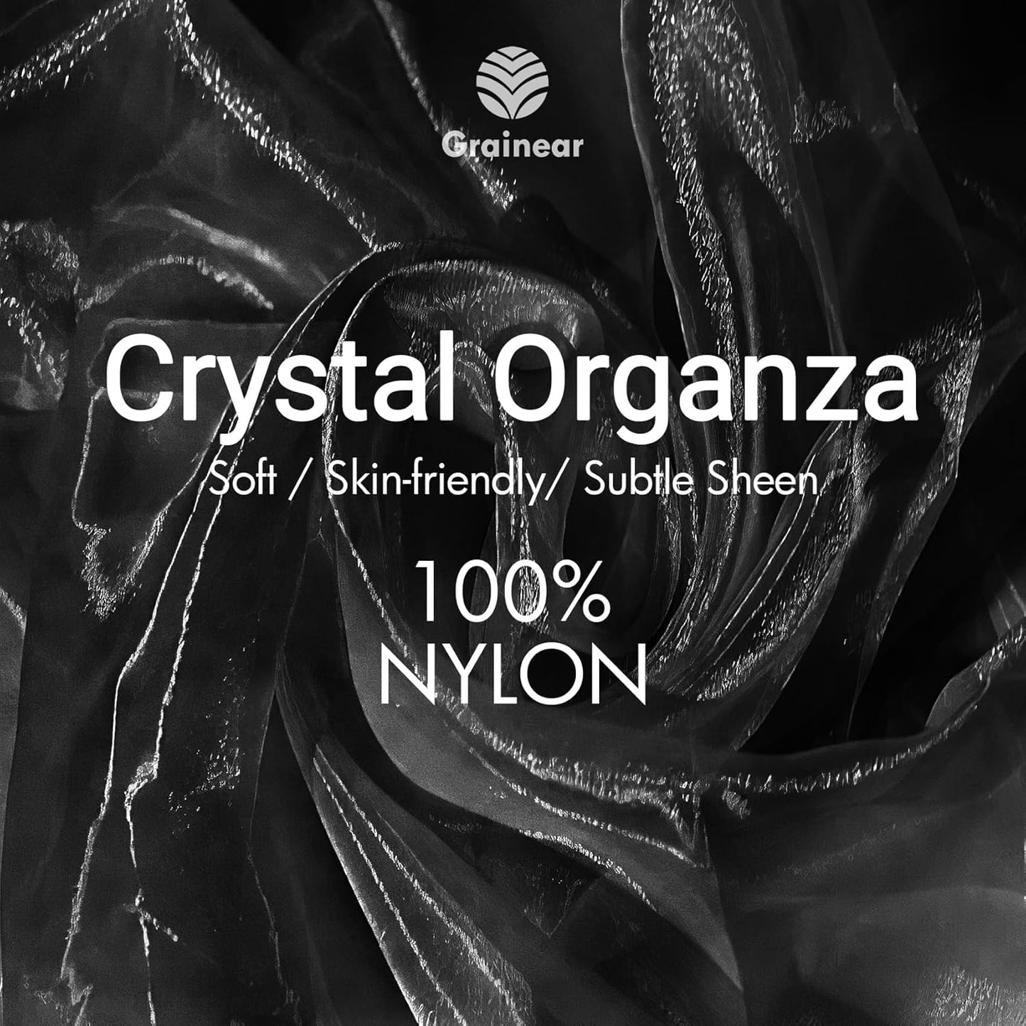 Black Crystal Organza Fabric – 16" x 5 Yards Lightweight Sheer Tulle for Bows, Tutus, Table Runners, Gift Wrapping, Crafts & DIY Sewing (Folded Package)