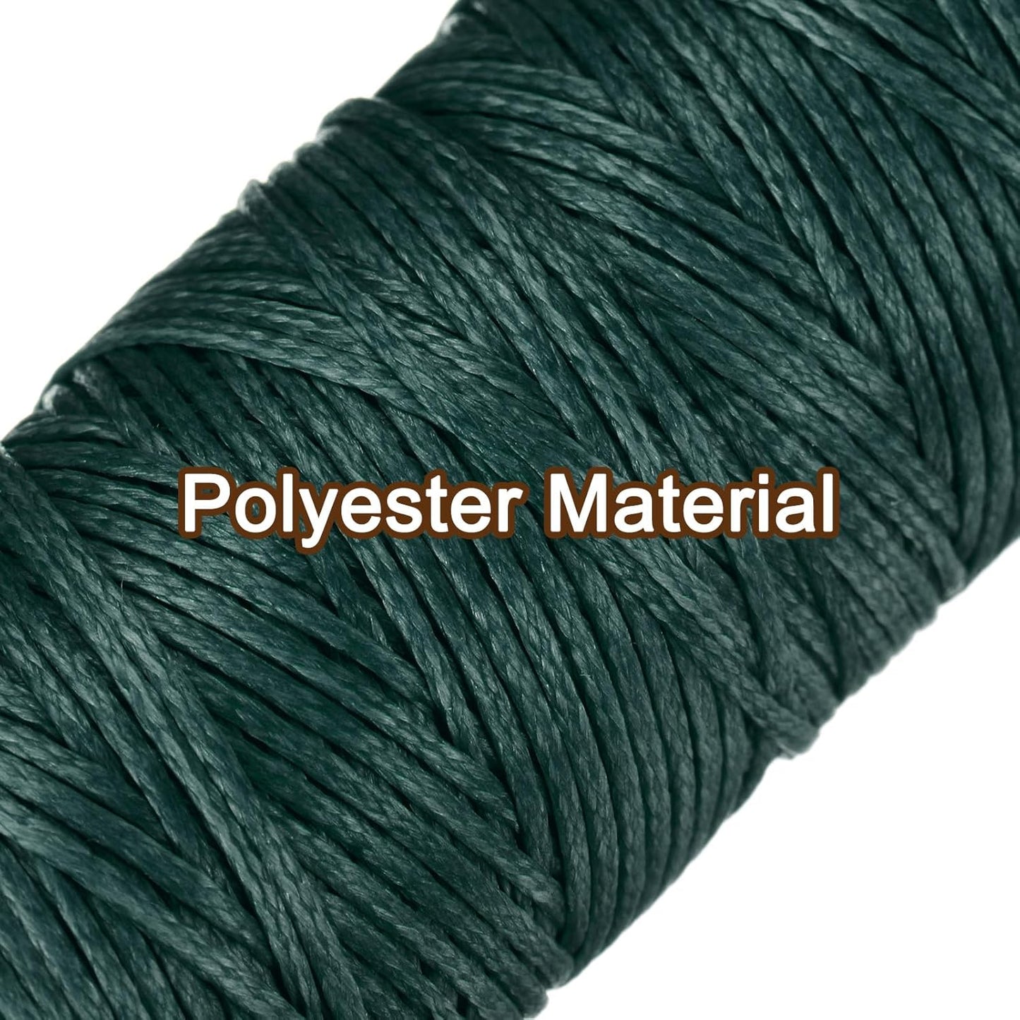 uxcell Leather Sewing Waxed Thread, 55 Yards / 50m 0.8mm 150D Flat Polyester All-Purpose Threads for Leather Crafts, Bookbinding, Dark Green