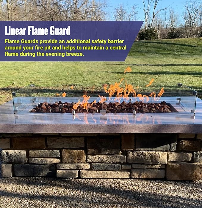 77.5" X 11.5" X 6” Linear Glass Flame Guard