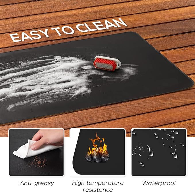 FLASLD Fireproof Fireplace Mat Hearth Rug 24×42inch, Fire Resistent Gas Grill Splatter Mat Heat Resistant Non Stick BBQ Patio Protector Grilling Gear, Floor Protective Rug