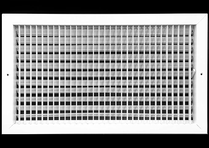 22" X 12" Adjustable AIR Supply Diffuser - HVAC Vent Cover Sidewall or Ceiling - Grille Register - High Airflow - White [Outer Dimensions: 23.75"w X 13.75"h]