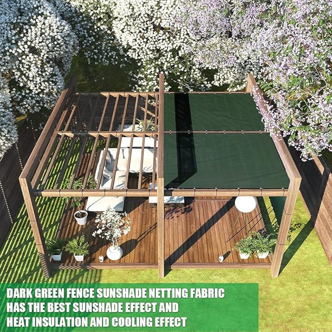 LITA 6' x 145' Garden Privacy Fence Screen Cover (HDPE) UV Protection Weather-Resistant Heavy Duty Shade Cover for Deck, Patio, Backyard, Outdoor Pool, Porch, Railing, Dark Green, Customizable