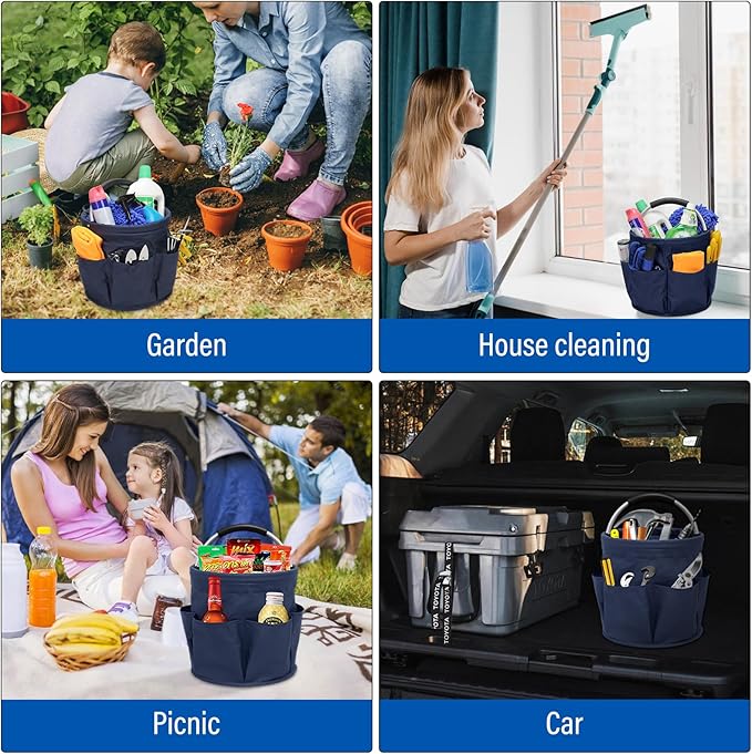 Multifunctional Folding Basket with Handles: Portable Picnic Baskets, Outdoor Beach Baskets, Garden Picking Baskets, Gift Baskets, Collapsible Bathroom Storage Baskets (Blue)