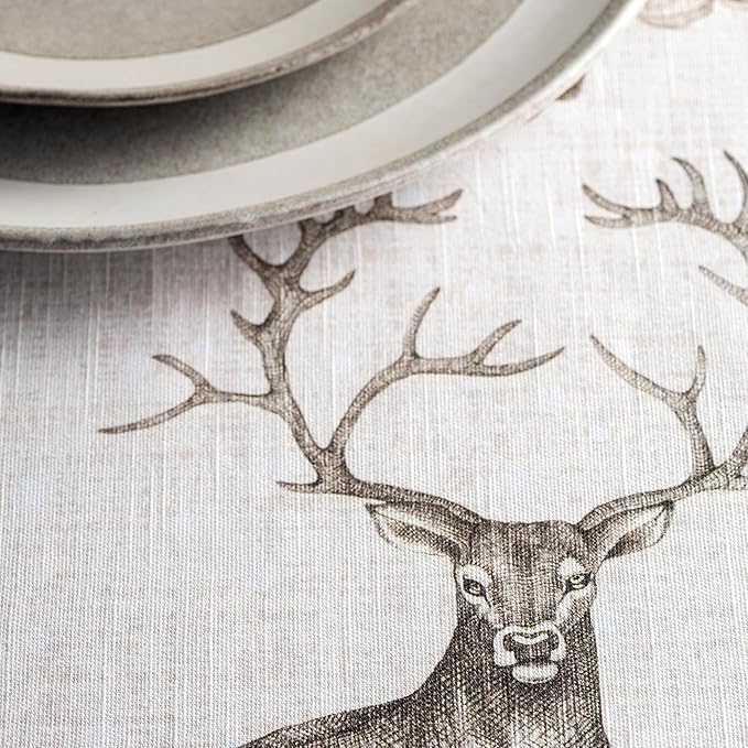 Maison d' Hermine Table Cloth Rectangle Table 100% Cotton 60 x 90 Inches Fall Tablecloth Reusable Everyday Use for Thanksgiving Christmas Decorations Dining Farmhouse Party (Christmas Dew)