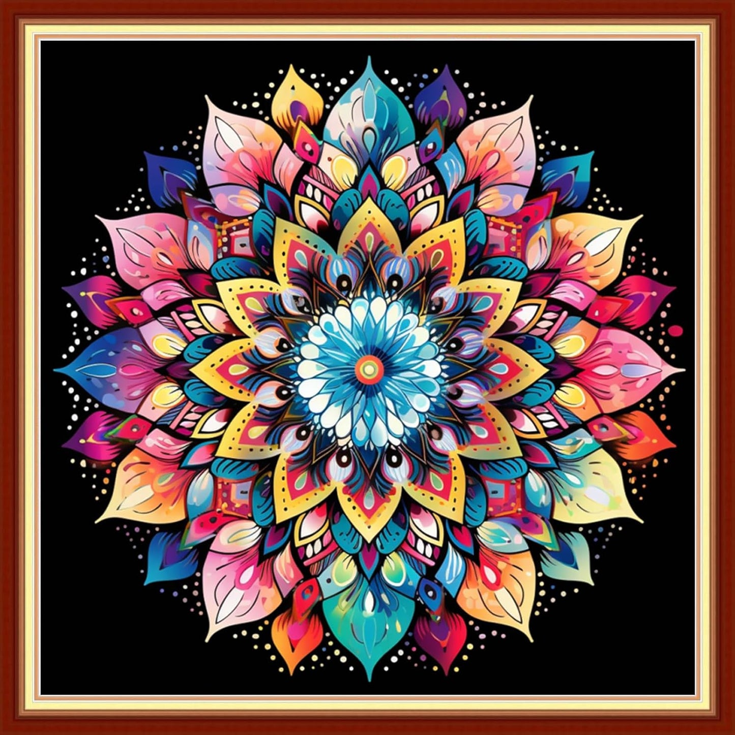 Dimxvean Stamped Cross Stitch Kits,Cross Stitch Kits for Adults Beginners,Embroidery Kits Full Range of Cross Stitch Stamped Kits Needlepoint Kits Cross Stitch Patterns-Colorful Mandala 18x18 inch