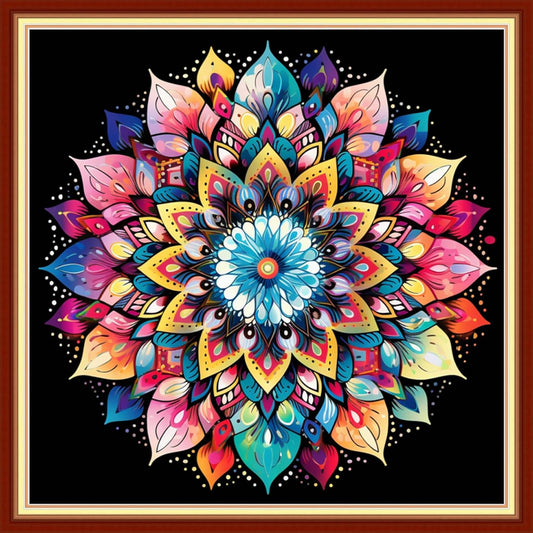 Dimxvean Stamped Cross Stitch Kits,Cross Stitch Kits for Adults Beginners,Embroidery Kits Full Range of Cross Stitch Stamped Kits Needlepoint Kits Cross Stitch Patterns-Colorful Mandala 18x18 inch