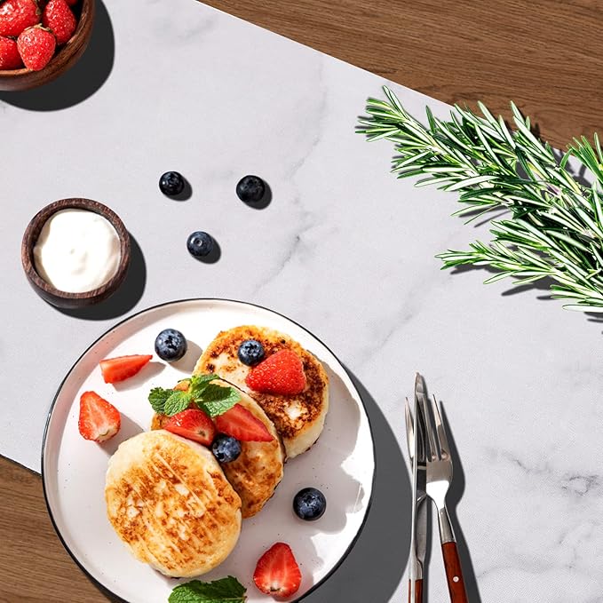 2 Pcs Trivet Table Runner Hot Plates Mat 12 X 40 Inch Heat Resistant Table Protector Waterproof Decorative Farmhouse Kitchen Trivets Counter Heat Proof Placemats for Hot Dishes (Marble, 2 Pcs)