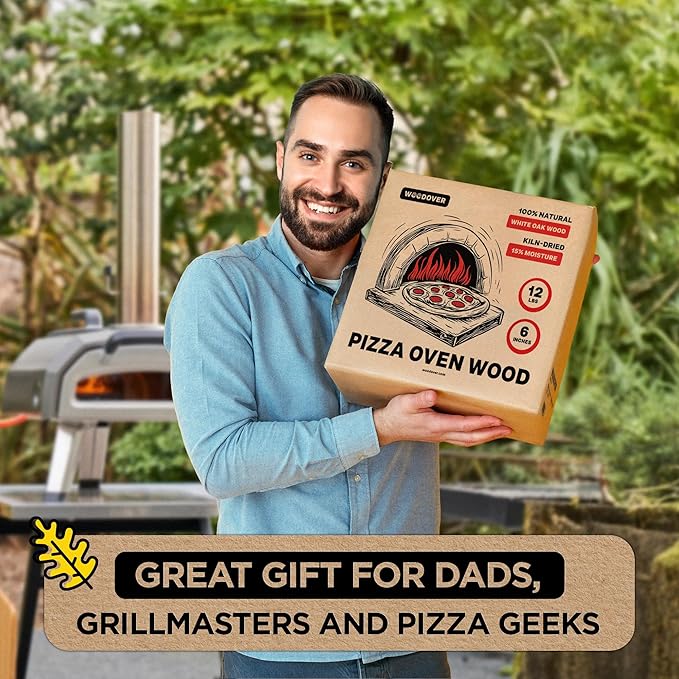 Pizza Oven Wood with Fire Starters - Fast-Lighting, Low Smoke 12 lbs White Oak Kiln-Dried 6 Inch Logs for Ooni, Gozney & Solo Stove, Clean-Burning Firewood for Wood-Fired Pizza - Approx 800 cub.in.