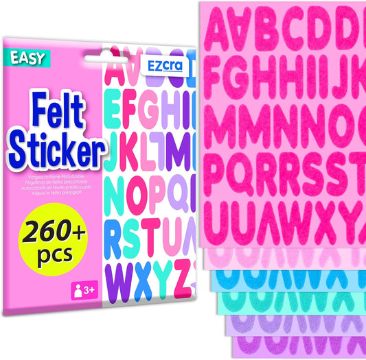 EZCRA Felt Alphabet Stickers, Large Self-Adhesive A-Z Puffy Letters for Kids Ages 3-5 – Classroom, Preschool, Homeschool DIY, Scrapbooking, 260+ Pieces