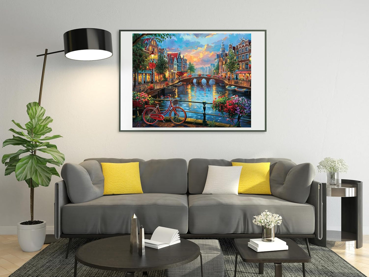 Moohue 14ct Counted Stamped Cross Stitch Kits for Adults City Printed Cross Stitch Patterns Art Crafts Cross Stitch Supplies (Beautiful City)