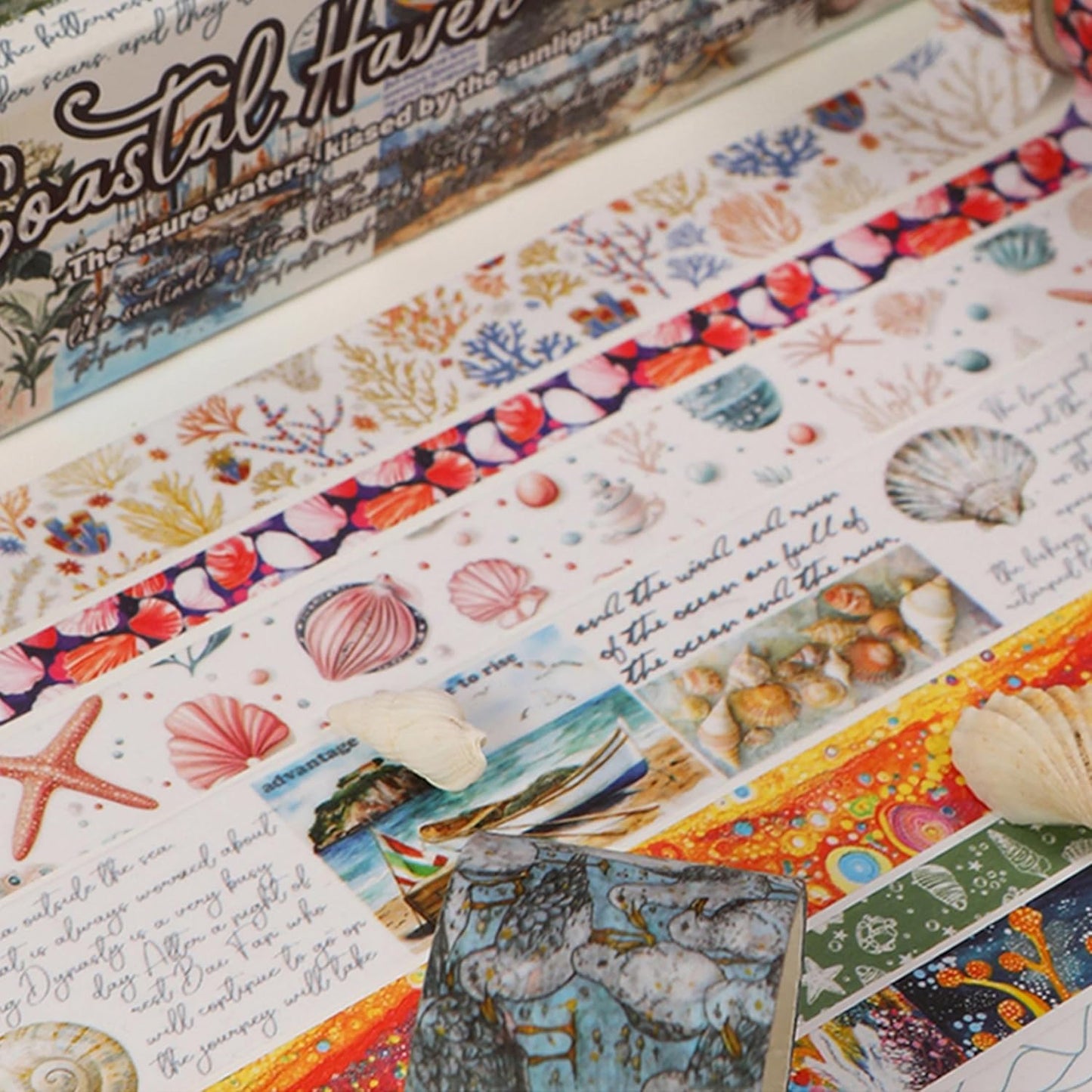 Vintage Washi Tape Set - 24 Rolls Arts Adhesive Tapes Assorted Retro Decorative Masking Tape Sets for Craft, Kids, Scrapbook, DIY, Gift Wrapping (3-Ocean Odyssey)