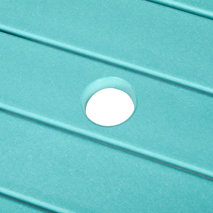 Costaelm Outdoor Bar Table, 37" Counter Height Square Patio Cocktail Bar Table with Umbrella Hole, Patio Bistro Dining Pub Table for Front Porch Deck Backyard Garden, Turquoise