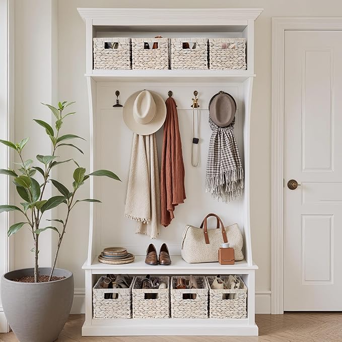 StorageWorks Pantry Baskets, Wicker Storage Baskets for Organizing, Shelves, Pantry Organizers and Storage, Water Hyacinth, Natural