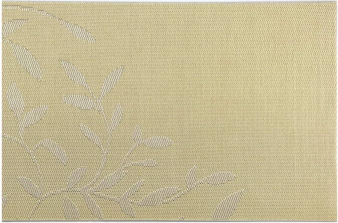 Gugrida Place Mats PVC Set of 6, Table Placemats Set of 6 PVC Washable Woven Vinyl Place Mats Heat Insulation Top Meal Mat Table Mats Natural Color (6 pcs, Yellow Leaves), Large