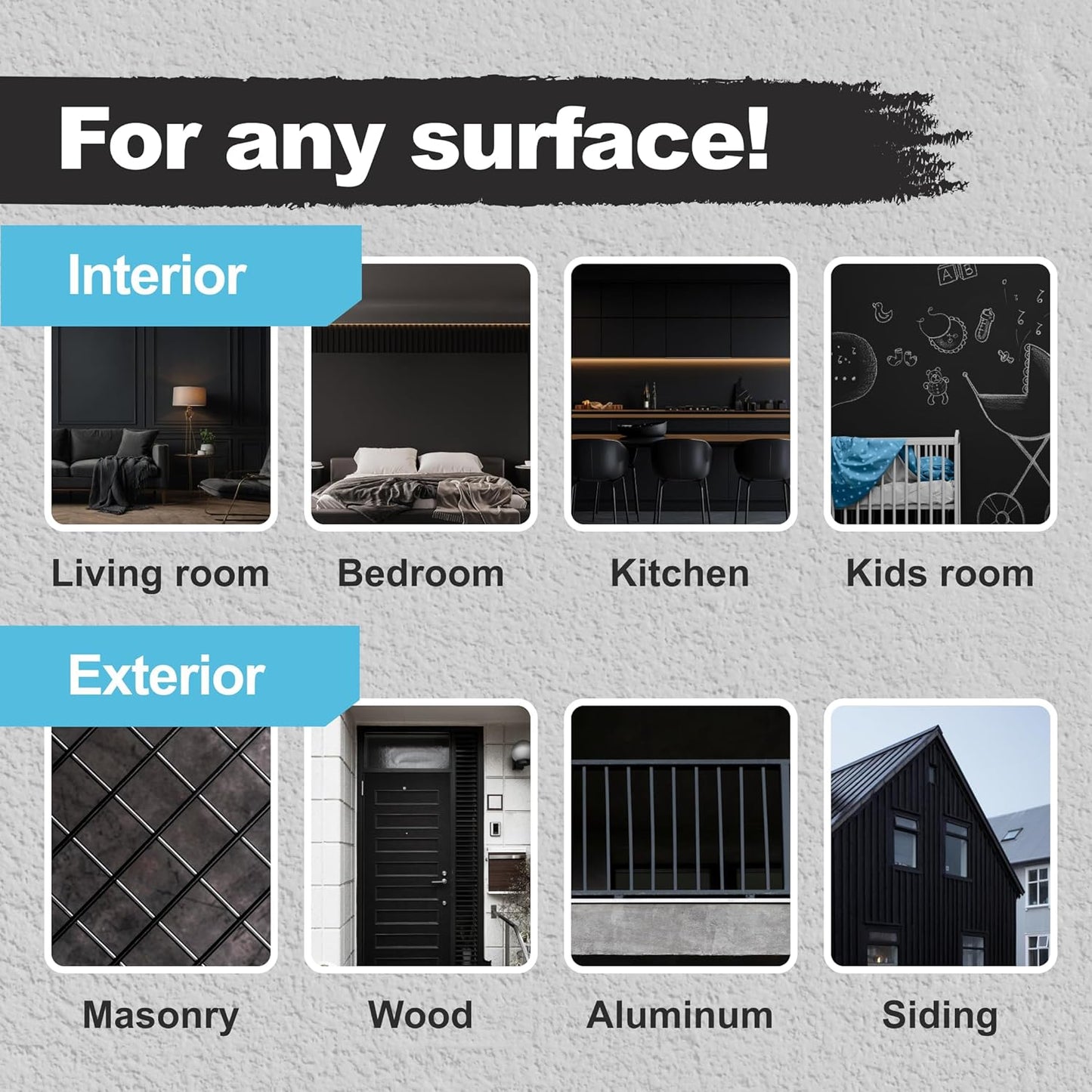 Kompozit ONE Ultra Cover Interior/Exterior/Chalkboard Black 100% Acrylic Paint & Primer 1 Gallon, Flat. High Durability and Scratch-Resistant Paint. Made in USA. Low VOC.
