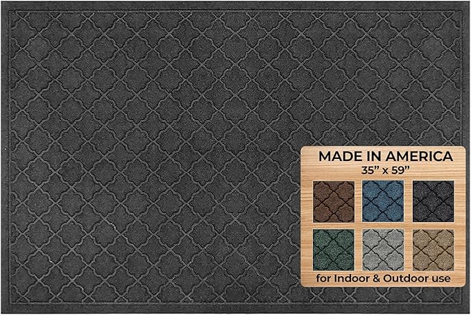 WaterHog Heavy Duty Doorway Mat, 3' x 5', Made in USA, Durable & Skid-Resistant Entryway Mat, Water-Trapping, Indoor/Outdoor Decorative Floor Covering, Cordova Collection, Charcoal
