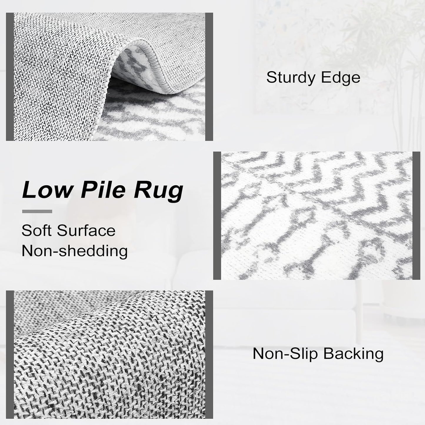 Grey Round Rug for Living Room, 5ft Soft Non-Slip Circle Large Area Rug, Modern Geometric Washable Dining Room Mat Throw Rug for Dorm Bedroom Nursery Entryway