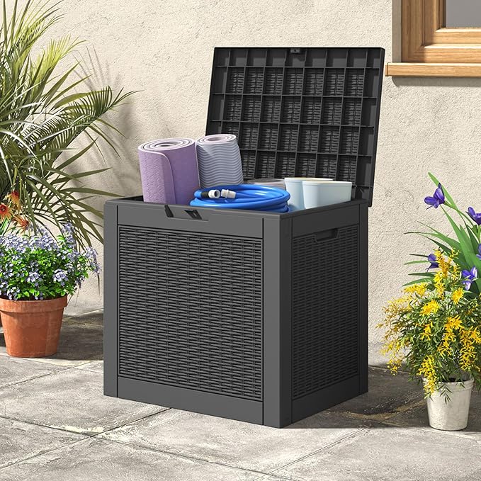 NUNU LAB 35 Gallon Outdoor Storage Box, Indoor Outside Deck Boxes Waterproof,Storage Bench Lockable Lid,Backyard Storage Bin For Package Delivery,Pool Accessories,Patio Cushions,Garden Tools
