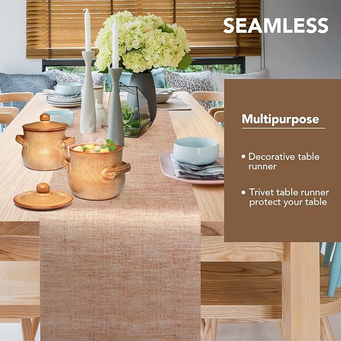 Trivet Table Runner Hot Plates Mat 12 X 40 Inch Heat Resistant Table Protector Waterproof Decorative Farmhouse Kitchen Trivets Counter Heat Proof Placemats for Hot Dishes (Light Line)