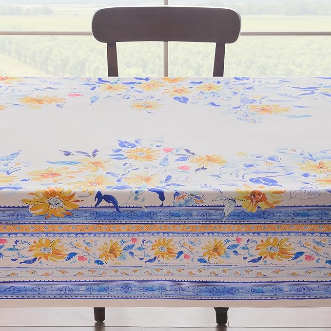 Maison d'Hermine Table Cloth Rectangle Table 100% Cotton Tablecloth for Dining Room, Farmhouse, Home, Hotel, Parties & Wedding - Ideal for Easter Decorations Spring & Summer (Girassol, 70" x 140")