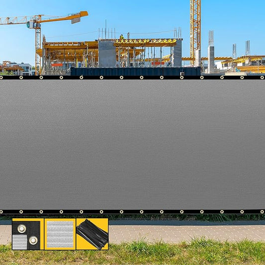 Customized 8' x 191' Gray Fence Privacy Screen,with Bindings & Grommets,Heavy Duty for Gardens,Backyard,Patio,Tennis Court,Pool,Construction Project, We Make Custom Sizes