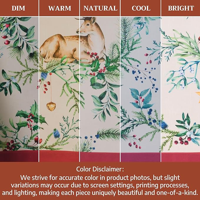 Maison d' Hermine Table Cloth Rectangle Table 100% Cotton 60 x 108 Inches Fall Tablecloth Reusable Everyday Use for Thanksgiving Christmas Decorations Dining Farmhouse Party (Holly Time)
