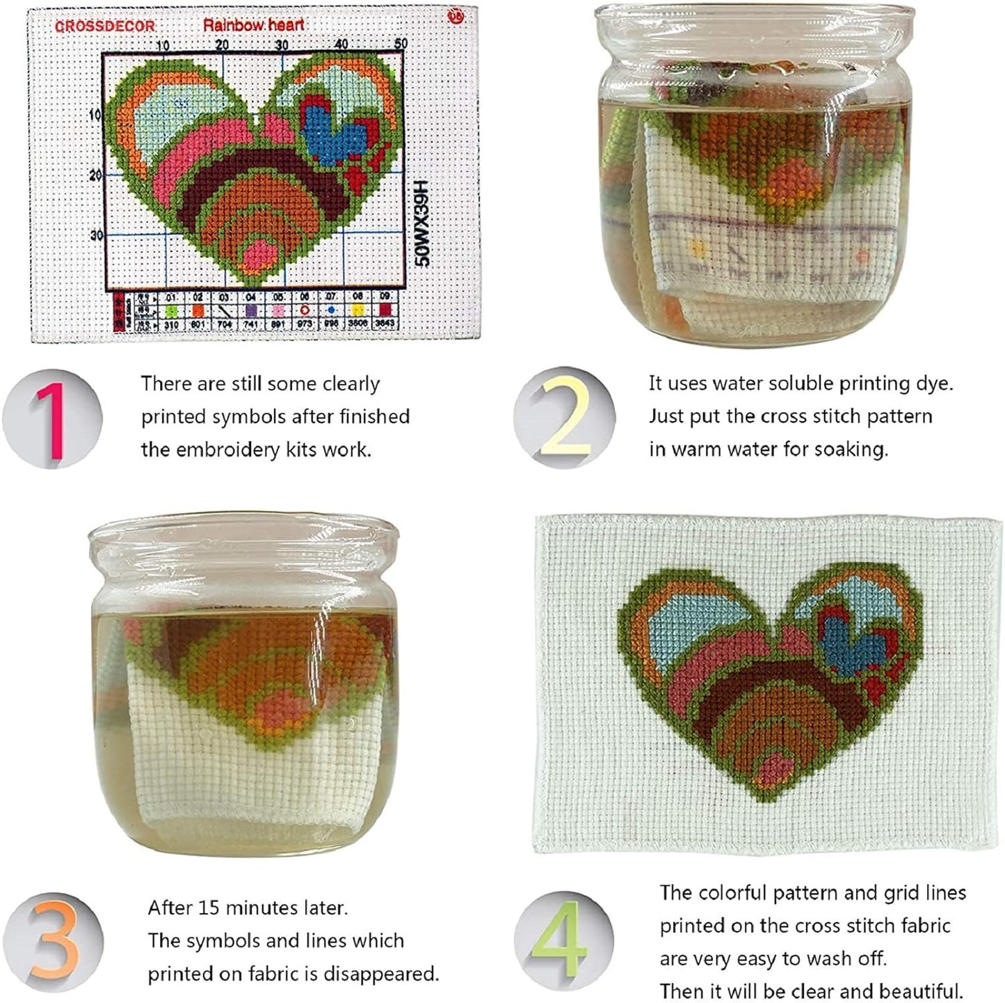 Dimensean Stamped Cross Stitch Kits Full Range of Embroidery Patterns Starter Kits for Beginners Adult or Kids DIY Cross Stitches Needlepoint Kits 11CT-Fox Flower 15.7x19.7 inch