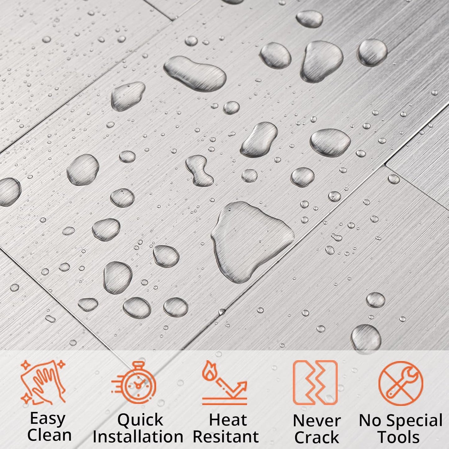 100 Pieces Peel and Stick Backsplash for Kitchen, 3" x 6" PVC Subway Tile Upgraded Brushed Stainless Backsplash Stick on Tile Elevate Kitchen, Bathroom, Fireplace,RV