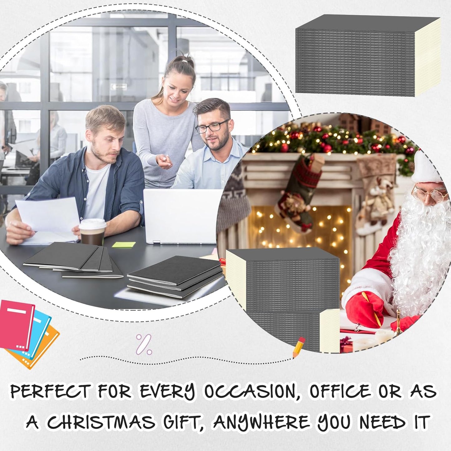 Handepo 100 Pack Composition Notebooks A5/A6 Ruled Lined Composition Kraft Notebooks Bulk Soft Cover Journals Travel Diary Memo for Students Classroom Office Supplies(A5,Gray)