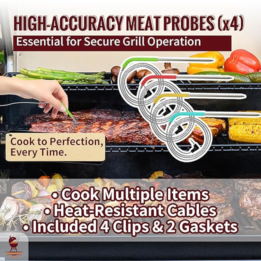 Replacement Non-WiFi Controller Combo Set for Masterbuilt Gravity Series 560/800/1050 Digital Charcoal Grill + Smoker – Full Kit Includes Control Panel, 4 Meat Probes, 3 Door Switches & Power Adapter