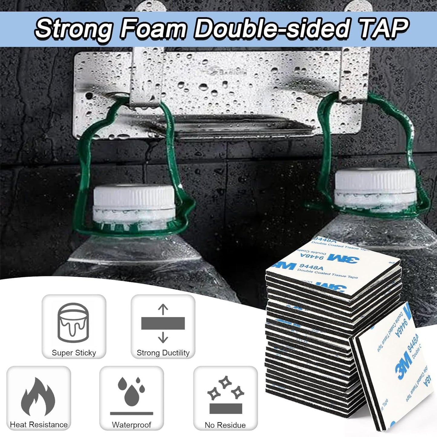 UPINS Double Sided Foam Tape, Double Sided Tape Heavy Duty Strong Adhesive Double Sided Mounting Tape for Walls Picture Poster Crafts (150, Black)