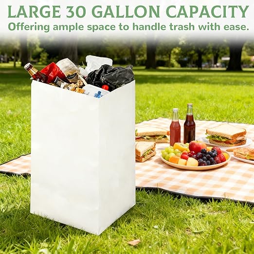 8 Pack 30 Gallon Disposable Trash Cans for Parties, Large Portable Self-Standing Garbage Bins, Foldable Garbage Recycling Boxes, Cardboard Trash Cans for Events and Weddings Outdoor Indoor