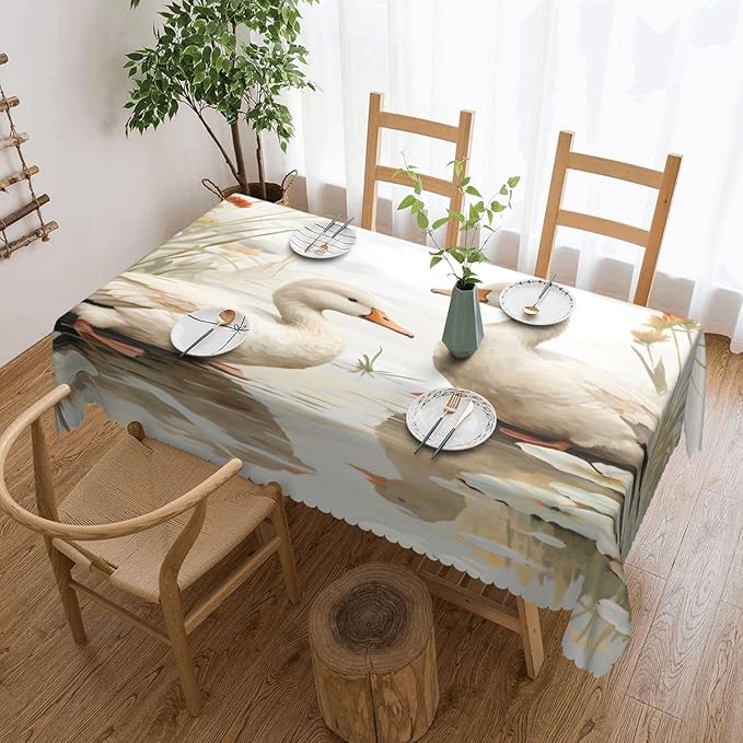 Rectangle Table Cloth Retro Duck Waterproof Tablecloth 54 x 72 in Washable Table Cover for Home Kitchen Wedding Dining