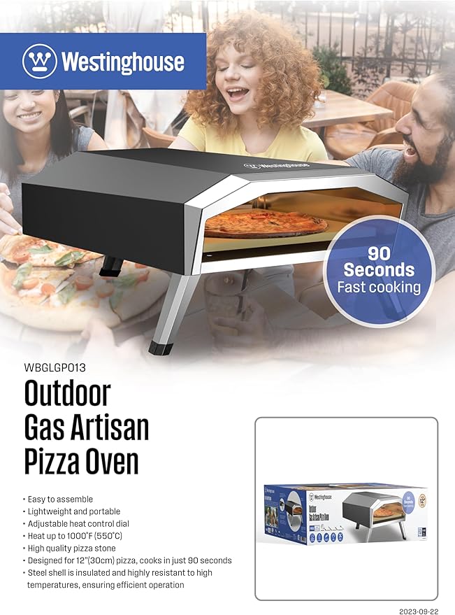 Westinghouse Gas-powered Artisan Outdoor Pizza Oven - Stainless Steel Portable Pizza Ovens,Gas