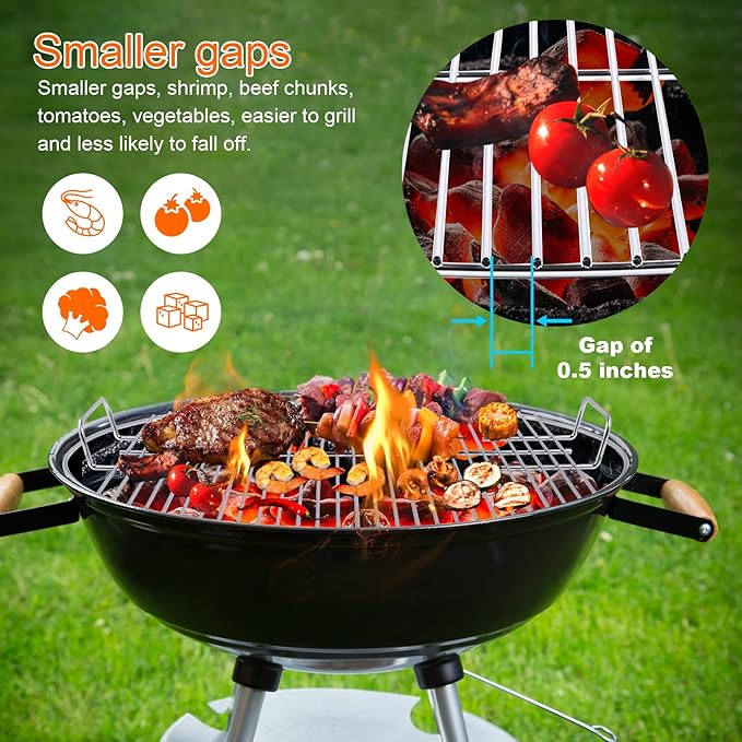 Coolbird 2nd Generation 21.5" Replacement Cooking Grate, Fits 22 inch Weber Charcoal Grills, Kettle and Kettle Premium, Master-Touch, Bar-B-Kettle, Performer【Smaller Gap】