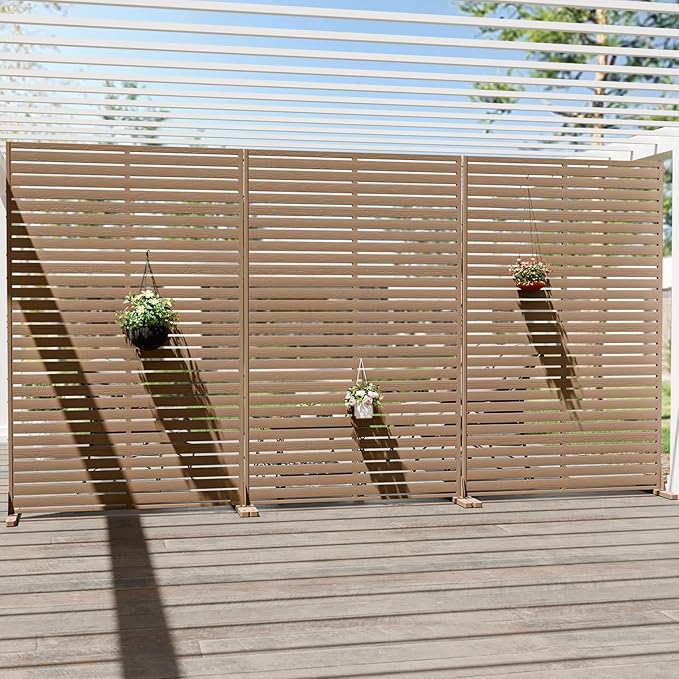 Privacy Fence Screen Outdoor Freestanding Privacy Panel, 72" H×47" W HDPE Decorative Panels with Stand, Room/Garden Divider, Outdoor Privacy Screen for Patio,Deck, Balcony, Pool