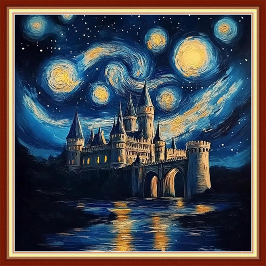 Joyhoor Cross Stitch Kits for Beginners Stamped Cross-Stitch Supplies Needlework preprint Embroidery Kits for Adults DIY Needlepoint Kits Embroidery Patterns 11CT-Van Gogh Starry Sky 18x18 inchs