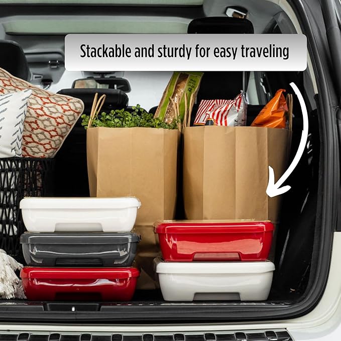 Fancy Panz - Platinum Classic Aluminum Foil Pan Carrier with Lid - Elevated Food Serving Tray - Portable Casserole Carrier with Lid - Made in The USA Hosting Essentials