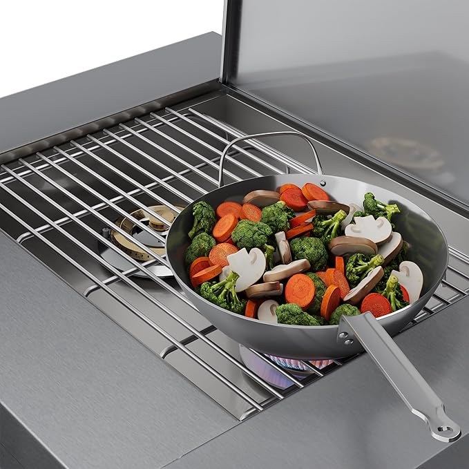 KoolMore 32 in. Outdoor Kitchen Liquid Propane Side Burner with Bottom Cabinet in Stainless-Steel (KM-OKS-SBC)