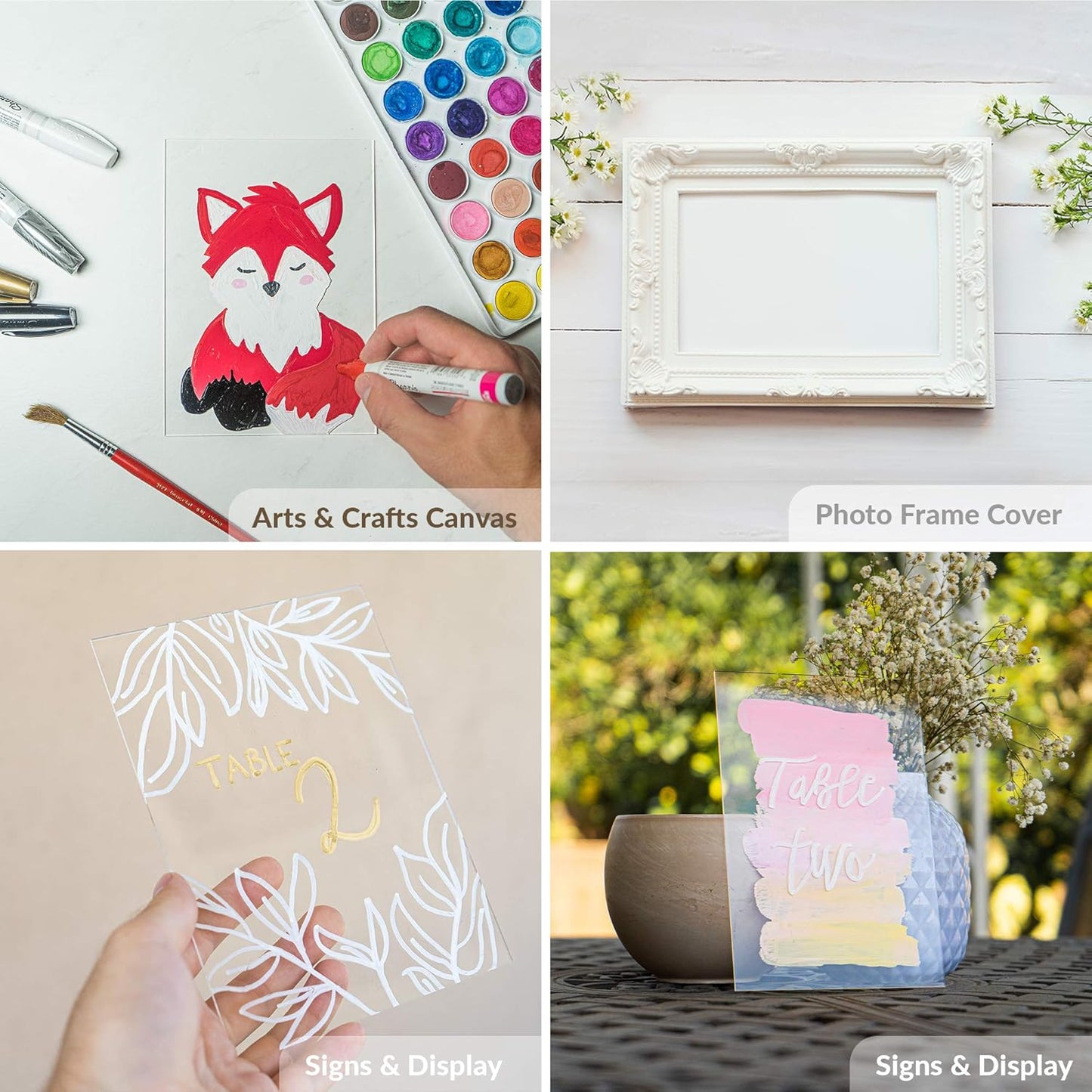 SimbaLux Acrylic Sheet Clear Plexiglass 8” x 10” 0.04” Thick (1mm) Pack of 5 Transparent Plastic Plexi Glass Board with Protective Paper for Photo Frame Replacement, DIY Display Projects, Craft