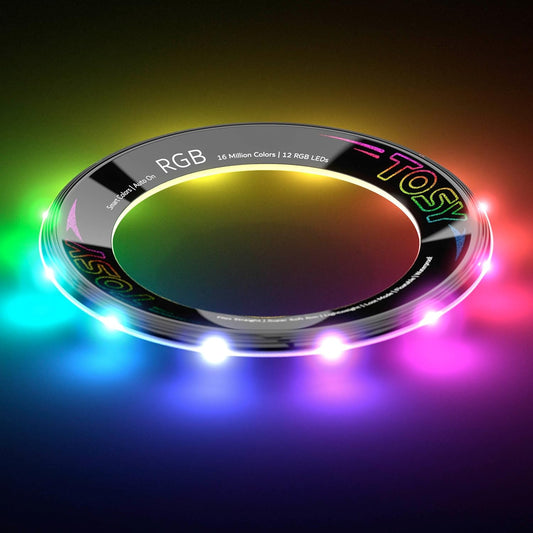 TOSY Flying Ring - 16 Million Color RGB or 12 LEDs, Super Bright, Lost Mode, Auto Light Up, Camping Essentials for Kids/Teens/Boy/Girl, Safe & Soft, Waterproof, Pool/Beach Games, Lightweight Toy