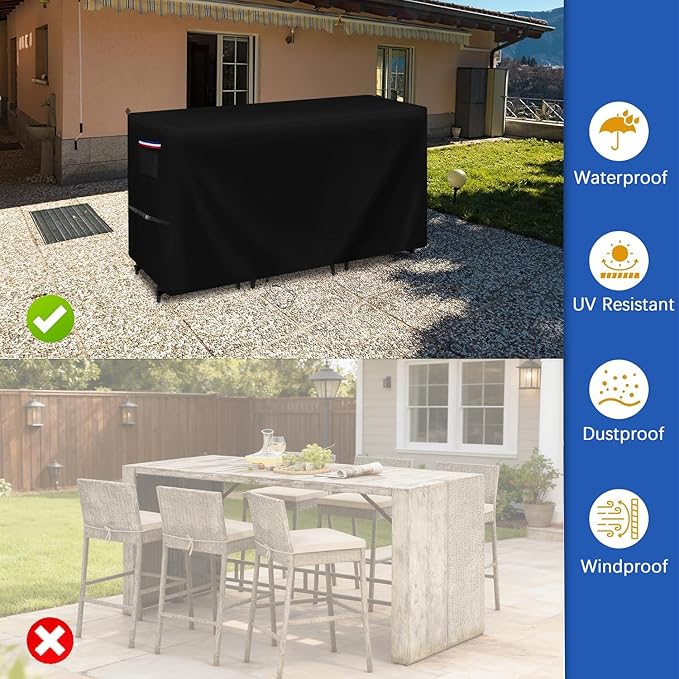 Patio Furniture Covers for High Top Table and Chairs, Waterproof Patio Set Cover for 7 Pieces Patio Furniture Set/Outdoor Balcony Furniture Sets-74 L x 38.5" D x 41" H