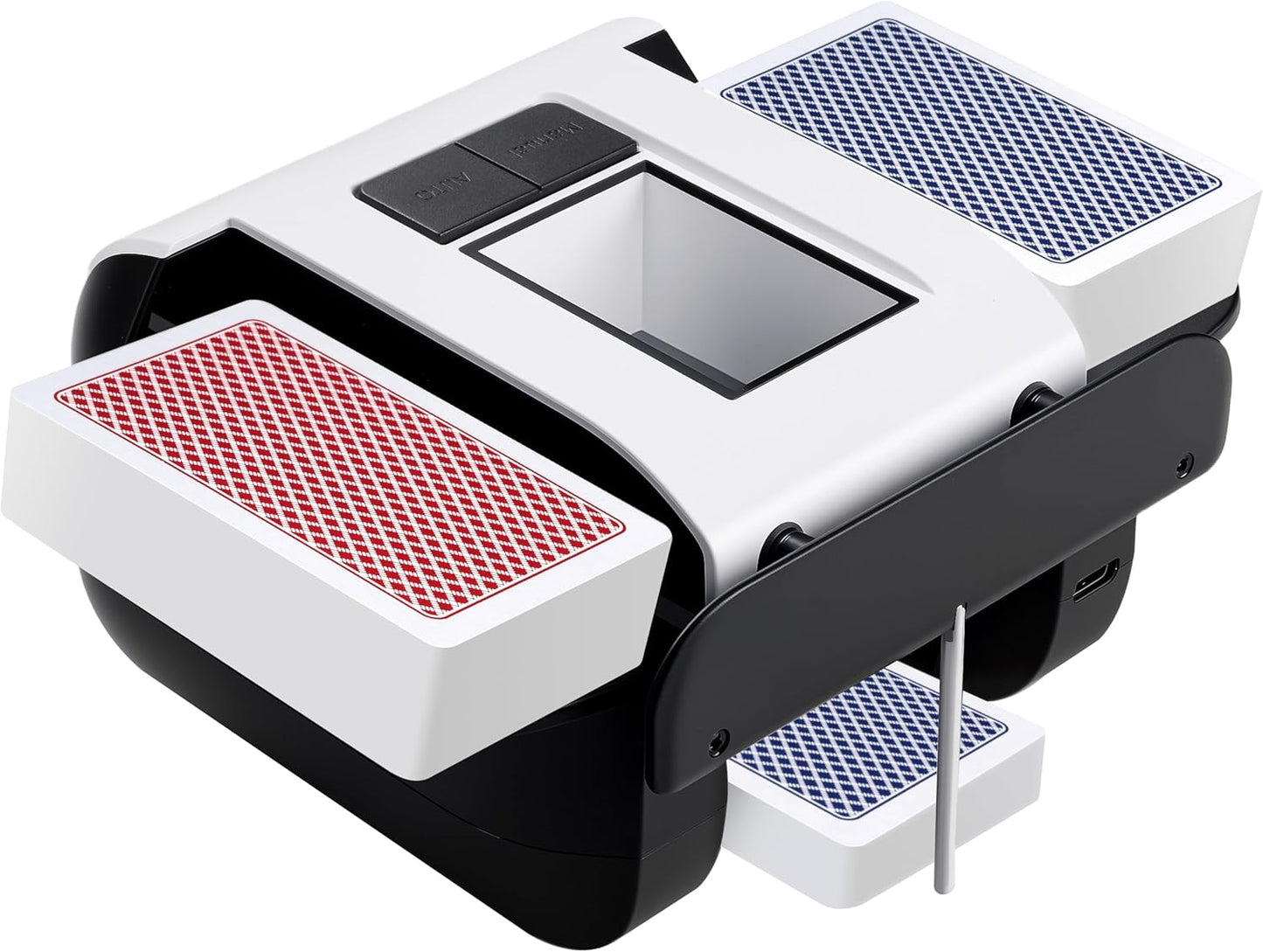 Automatic Card Shuffler, Rechargeable 1-2 Deck Card Dealer Machine, Low Noise Electric Casino Shuffler for UNO, Blackjack, Texas Hold'em, Home Card Games