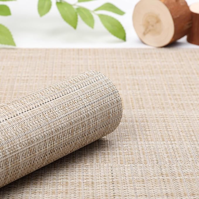 Myir JUN Table Runner, Vinyl Table Runner Indoor Arbitrarily Cropped Runner for Table Heatproof for Home Party (Beige, 15 x 94 inch)
